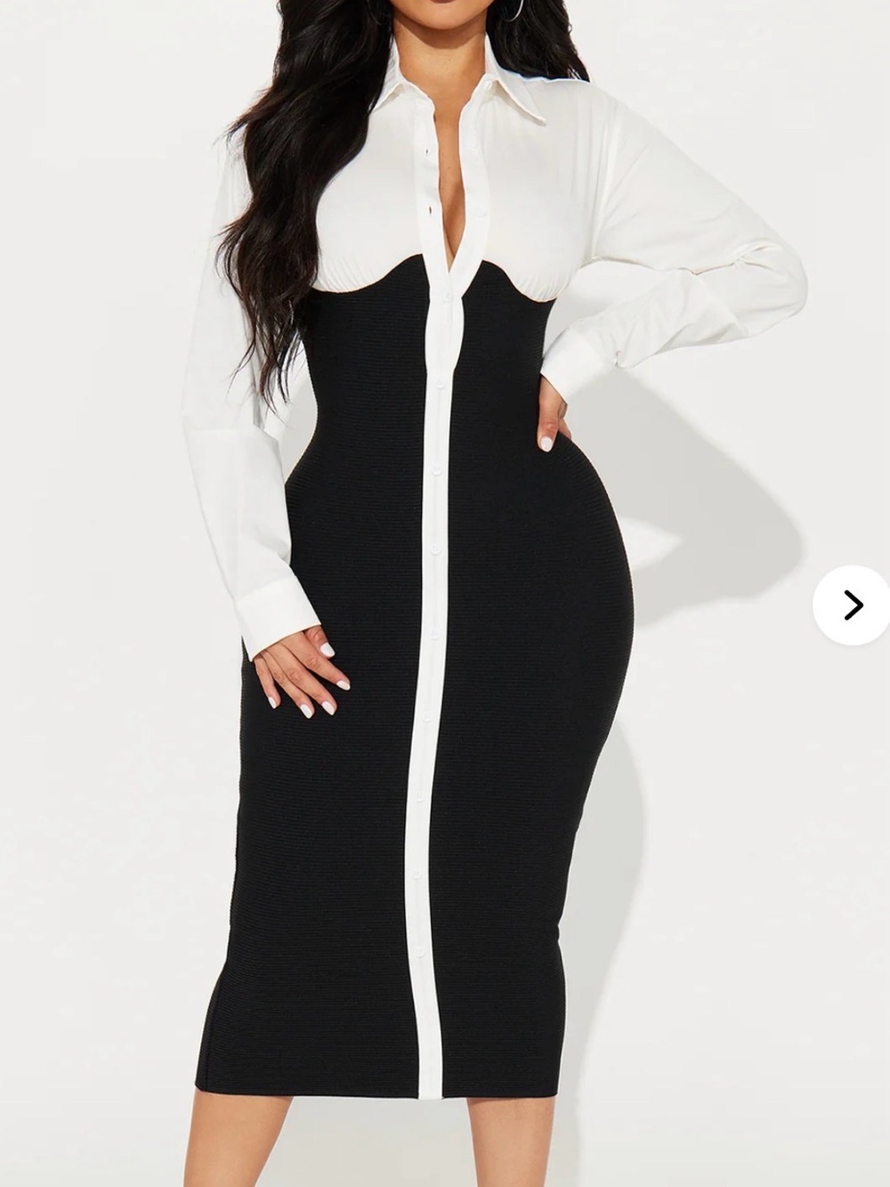Fashion Nova White Button-Up Shirt